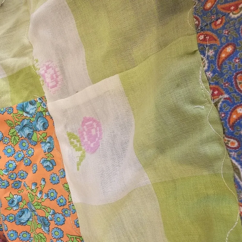 Vintage Handmade Patchwork Quilt Twin Full Coverlet Ditsy Floral 63 X‎ 80 Retro